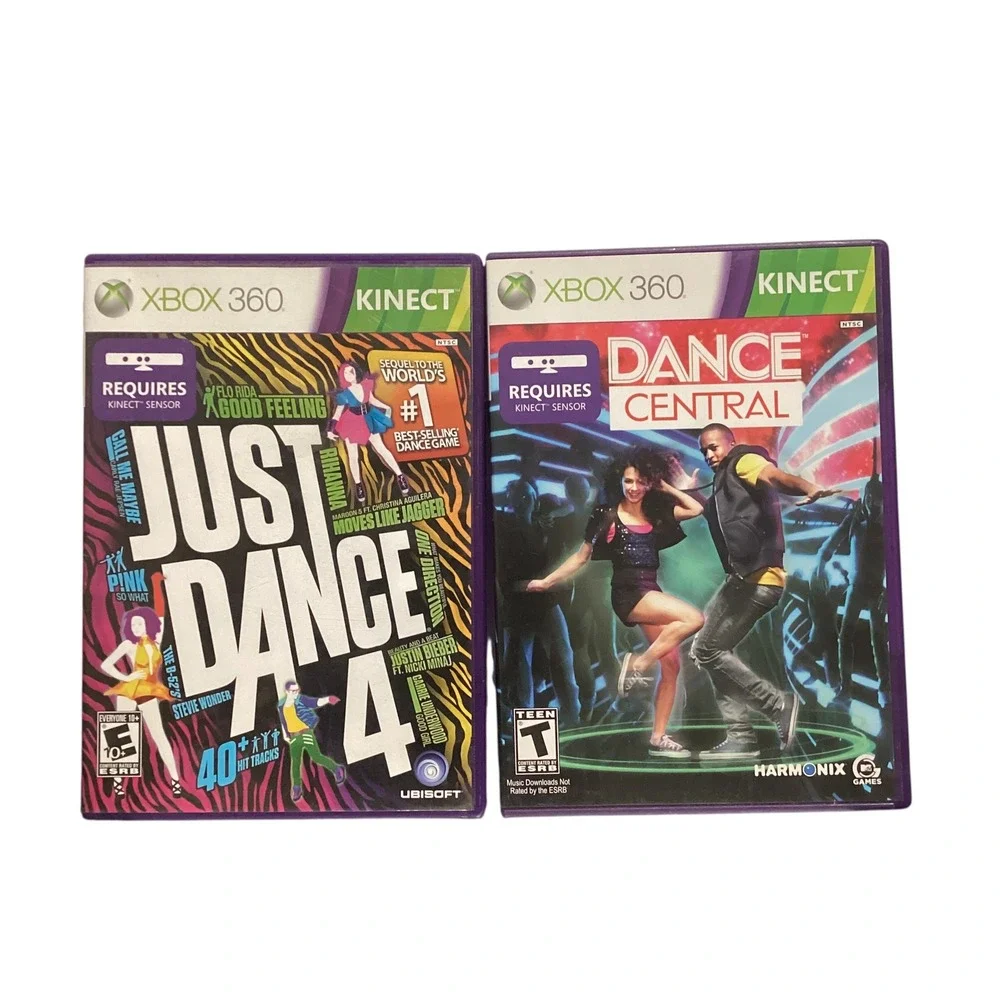 Xbox 360 Kinect Game Bundle Just Dance 4 and Dance Central 2-Disc Lot